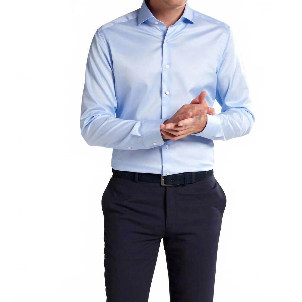 NEW ETERNA luxury slim fit twill dress shirt in sky blue